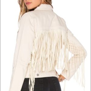 BLANKNYC cream denim fringe jacket size XS